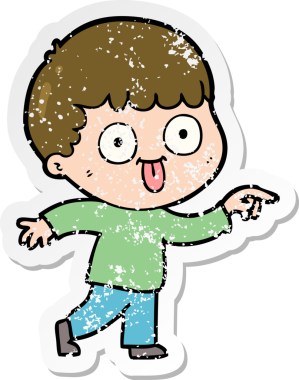 Bir insan tarafından çizilmiş karikatür adamın sıkıntılı çıkartması.