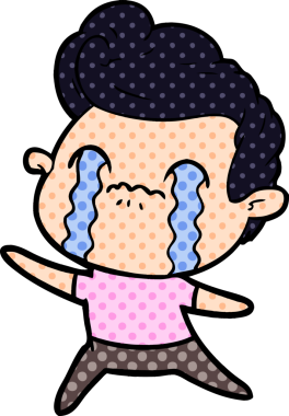 Bir insan tarafından çizilmiş ağlayan çizgi film adamı.