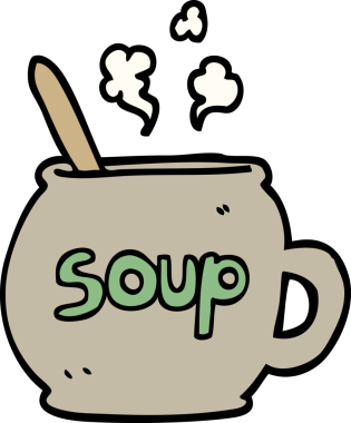 Bir insan tarafından çizilmiş karalama tarzı bir çorba fincanı.