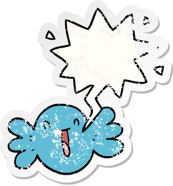 çizgi film mutlu şeker konuşma balonu sıkıntılı eski çıkartma bir insan tarafından çizilmiş