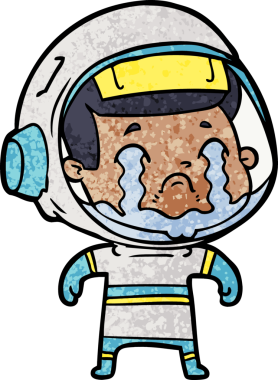 Bir insan tarafından çizilmiş ağlayan astronot çizgi filmi.