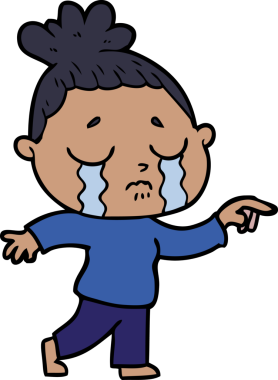 Bir insan tarafından çizilmiş ağlayan kadın çizgi filmi.