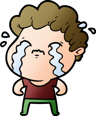 Bir insan tarafından çizilmiş ağlayan çizgi film adamı.