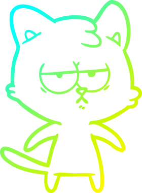 Sıkılmış çizgi film kedisinin insan tarafından çizilmiş soğuk gradyan çizgisi