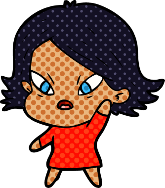 Çizgi film bir insan tarafından çizilmiş stresli kadın.