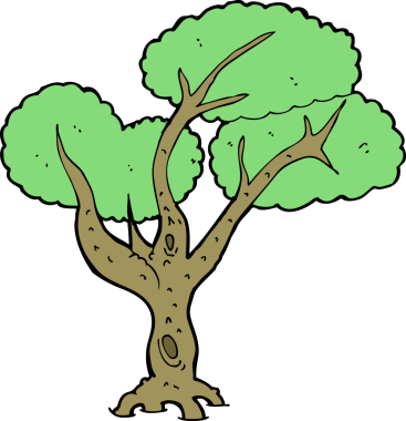 Bir insan tarafından çizilmiş çizgi film ağacı.