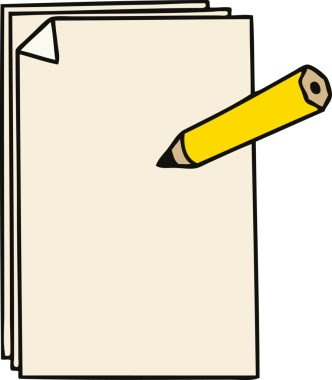 Bir insan tarafından çizilmiş garip bir karikatür kağıdı ve kalem.