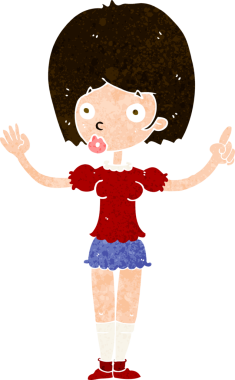 Çizgi filmdeki kadın, bir insan tarafından çizilen noktayı anlatıyor.