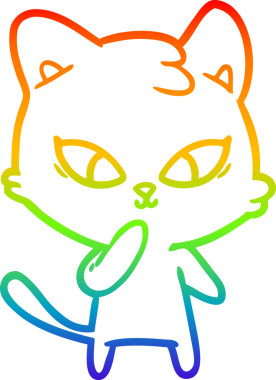 Gökkuşağı gradyan çizgisi bir insan tarafından çizilmiş şirin bir çizgi kedi çizimi