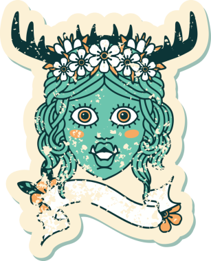 Retro Dövme Biçimli Ork karakteri bir insan tarafından çizilmiş