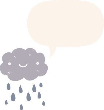 Konuşma baloncuğu olan sevimli çizgi film bulutu bir insan tarafından çizilmiş.