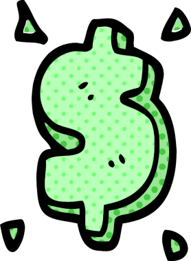 Bir insan tarafından çizilmiş karalama dolar işareti.