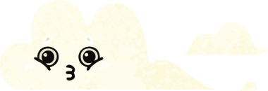 Bir insan tarafından çizilmiş bulutların retro çizim tarzı karikatürü