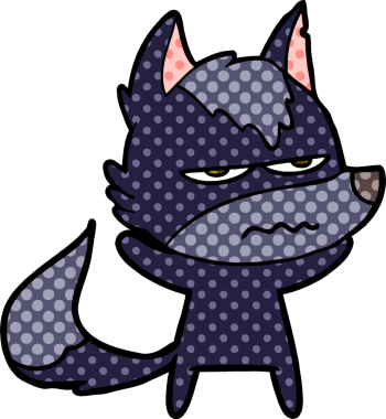 Bir insan tarafından çizilmiş rahatsız kurt çizgi filmi.