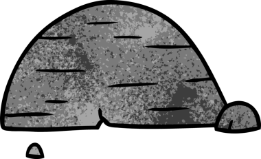 Bir insan tarafından çizilmiş gri kaya parçasının el çizimi karikatürü.