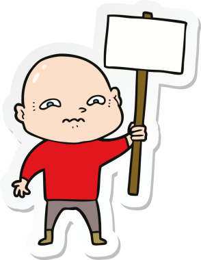 Bir insan tarafından çizilmiş gergin bir adamın çıkartması.