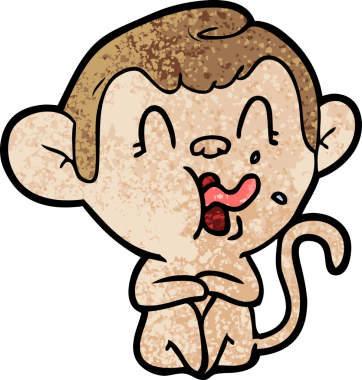 Bir insan tarafından çizilmiş çılgın çizgi film maymunu