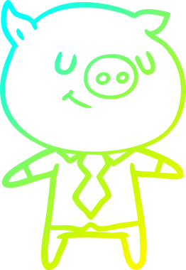 Mutlu çizgi film karakteri çizen soğuk çizgi insan tarafından çizilmiş akıllı domuz.