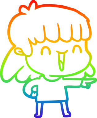 gökkuşağı gradyan çizimi bir insan tarafından çizilmiş bir karikatür kadın