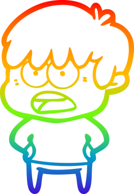 Bir insan tarafından çizilmiş endişeli bir çizgi film çocuğunun çizimi.