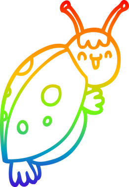 Gökkuşağı gradyan çizgisi bir insan tarafından çizilmiş şirin bir uğur böceğinin çizimi