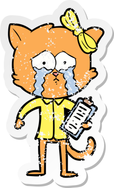 Bir insan tarafından çizilmiş karikatür bir kedinin sıkıntılı çıkartması.