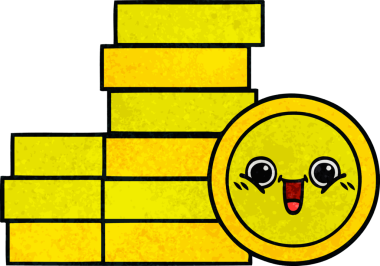 Bir insan tarafından çizilmiş eski grunge desenli bozuk paraların karikatürü