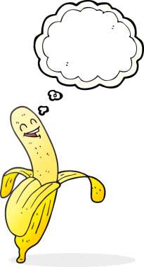 Bir insan tarafından çizilmiş serbest çizim baloncuk karikatür muz