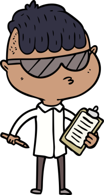 Bir insan tarafından çizilmiş güneş gözlüğü takan çizgi film çocuğu.