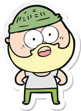 Bir insan tarafından çizilmiş sakallı bir adamın çıkartması.