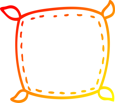 Bir insan tarafından çizilmiş karikatür düz bir yastığın sıcak çizgi çizimi