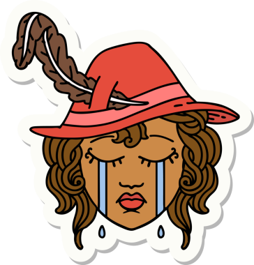 Bir insan tarafından çizilmiş ağlayan bir insan ozanın çıkartması.