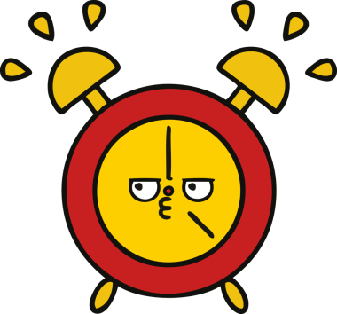 Bir insan tarafından çizilmiş çalar saatin şirin bir karikatürü.