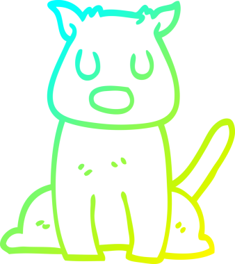 Bir insan tarafından çizilmiş sakin bir köpeğin soğuk çizgi çizimi.