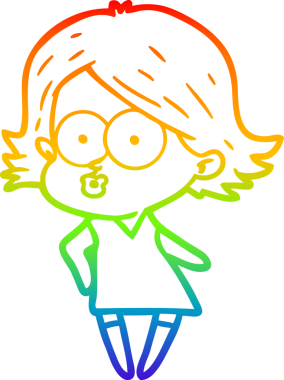 Gökkuşağı gradyan çizimi Bir insan tarafından çizilen çizgi film kızı