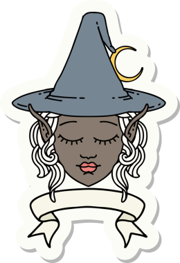 Bir insan tarafından çizilmiş pankartıyla Elf Büyücüsü karakterinin çıkartması.