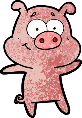 Bir insan tarafından çizilmiş mutlu çizgi film domuzu.