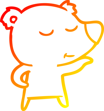 Bir insan tarafından çizilmiş mutlu çizgi film ayısının sıcak çizgi çizimi