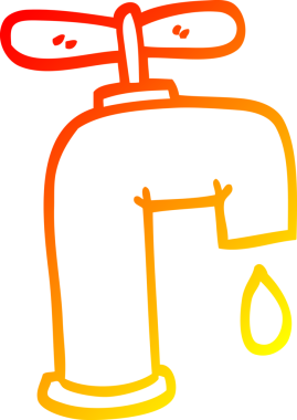 Bir insan tarafından çizilmiş sıcak çizgi film çizimi damlayan musluk