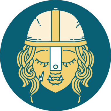 Retro Dövme Biçimli Ork savaşçı yüzü bir insan tarafından çizilmiş