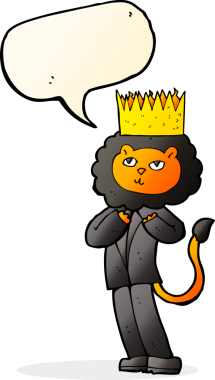 Bir insan tarafından çizilmiş konuşma balonlu hayvanların çizgi film kralı.