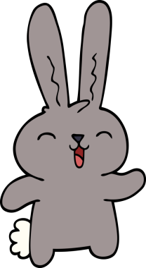 Bir insan tarafından çizilmiş mutlu tavşan.