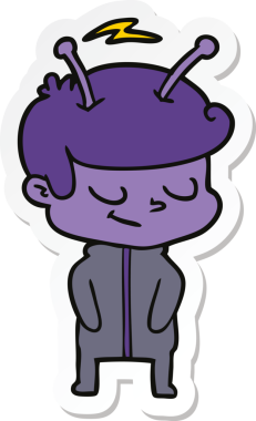 Bir insan tarafından çizilmiş dost canlısı bir uzay adamının çıkartması.