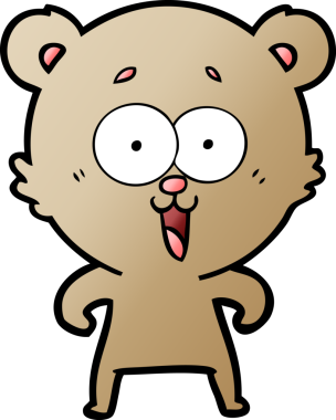 Bir insan tarafından çizilmiş gülen oyuncak ayı çizgi filmi.