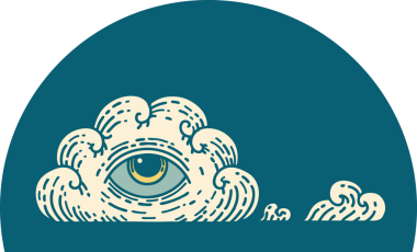 Bir insan tarafından çizilmiş her şeyi gören bir göz bulutunun ikonik dövme şekli.