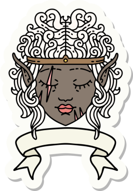 Bir insan tarafından çizilmiş afişi olan barbar bir elf karakterinin çıkartması.