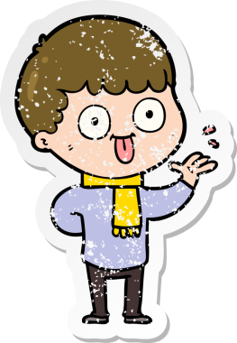 Bir insan tarafından çizilmiş karikatür adamın sıkıntılı çıkartması.