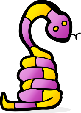 Bir insan tarafından çizilmiş çizgi film yılanı.