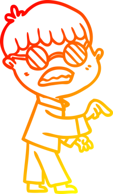 Bir insan tarafından çizilmiş gözlük takan çizgi film çocuğu çizimi.