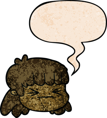 Bir insan tarafından çizilmiş eski moda konuşma baloncuklu çizgi film kadın yüzü.